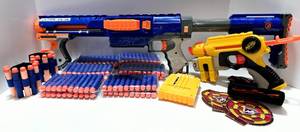 lot 347 image: Nerf N-Strike CS-35 Blaster & Reflex IX-1 Pistol wAmmunition and Accessories