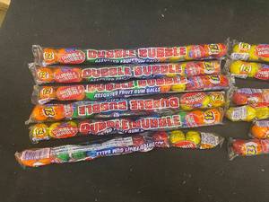 zz - Set of 12 Dubble Bubble Assorted Fruit Gum Balls Packs