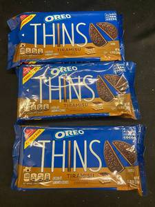 V - 3 Packs of Oreo Thins Tiramisu Chocolate Sandwich Cookies, Family Size