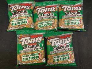 Set of 5 Toms Cracklin Strips Mildly Seasoned Red Pepper