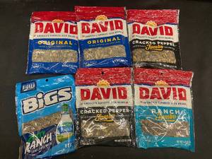 X - Assorted Pack of 6 David Sunflower Seed Bags - Original, Cracked Pepper, and Ranch Flavors