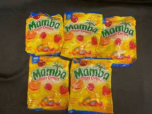 M - Lot of 5 Packs of Mamba Fruit Chews - Strawberry, Raspberry, Orange, Cherry, Lemon