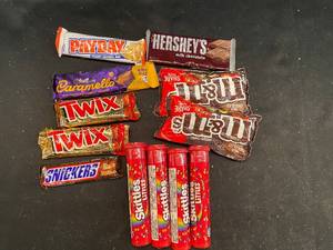 MMM - Collection of Assorted Candy Bars and Skittles Littles