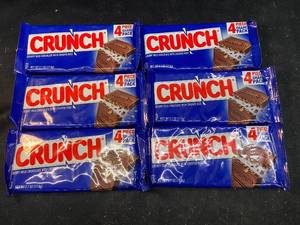 SSS - Lot of 6 CRUNCH Creamy Milk Chocolate with Crisped Rice Bars, 4-Piece Share Pack
