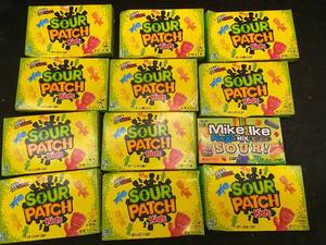 SSS - 12 Boxes of Sour Patch Kids & Mike and Ike Mega Mix Sour Candy