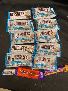 VVV - Assorted Chocolate Candy Bars featuring Hersheys Cookies n Creme, Reeses Pumpkins, and Cadbury Caramello
