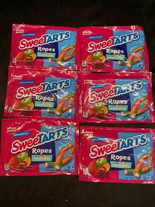 K - Set of 6 Share Packs of SweetTARTS Ropes Twisted Rainbow Punch