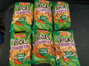 III - Set of 6 Bags of Cazo de Oro Los Ricas Cuadritos Chile Lim�n Wheat Snacks