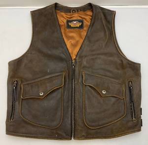 lot 182 image: Vintage Harley Davidson Leather Vest (XL)