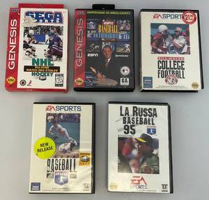 lot 199 image: Misc. Vintage Sega Genesis Gasmes Including Baseball, Basketball, Hockey & More (All In Original Cases)