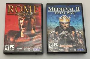 lot 200 image: Misc. Vintage Sega Genesis PC Games Medevil II & Rome Total War (In Original Cases)