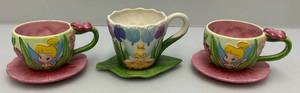 lot 213 image: Vintage Collectible Tinker Bell Ceramic Mugs & Saucers