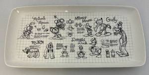 lot 235 image: RARE Collectible Disney Sketch Donald Duck, Goofy, Mickey & Minnie Mouse & Pluto Rectangular Serving Platter 6 12 x 13 (NEW)