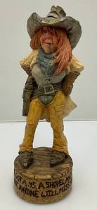 lot 242 image: 1990s Collectible Chris Hammack  Spit N Whittle 9 34  Cowgirl Resin Figurine