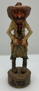 lot 245 image: 1990s Collectible Chris Hammack  Spit N Whittle 9 34 Cowboy Resin Figurine