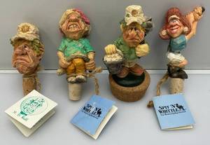 lot 247 image: 1990s Collectible Chris Hammack  Spit N Whittle Miniature  Resin Golf Themed Figural Bottle Stoppers