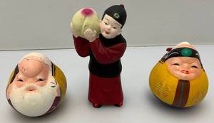 lot 256 image: Vintage Oriental Collectibles Including Japanese Round Porcelain Dolls In Original Box & More