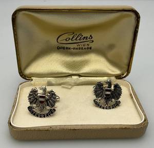 lot 19 image: Osterreich Austria Eagle National Emblem Military Cuff Links In Original Collins Wein Opern - Passage Display Box