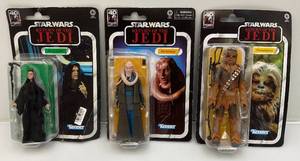 lot 145 image: StarWars The Black Series The Emperor Palpatine, Chewbacca (New On Card) & Bib Fortuna (New On Casrd Resealed With Tape) 6 Action Figures