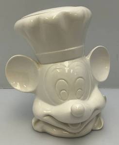lot 257 image: Vintage Walt Disney Productions MICKEY MOUSE THE HEAD CHEF White Head Cookie Jar 10 12