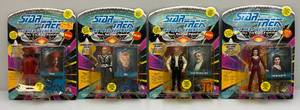 lot 280 image: 1993 Playmates STAR TREK The Next Generation 4.5 Action Figures (New On Card Old Stock ) Cards Have Normal Shelf Wear