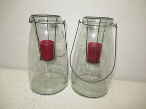 Set of 2 Glass Candle Lanterns