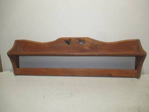 34 Hand Crafted Wall Hanging Shelf with Glass Heart Inlays