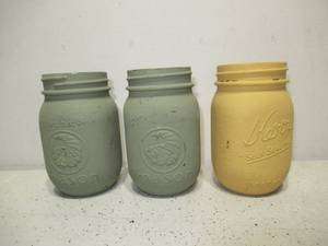 Set of 3 Painted Mason Jars