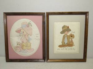 Set of 2 Precious Moments Embroidered Frames