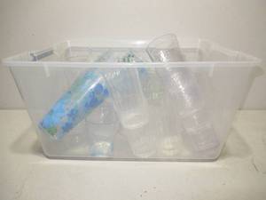 Mixed Bin of Plastic Drinking Glasses