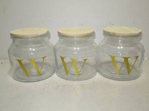 (Set of 3) 2.2L Monogrammed Glass Containers