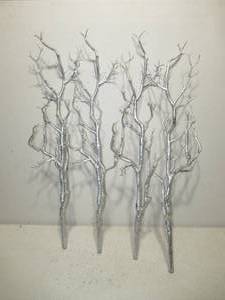 (Set of 4) 28 Silver Decorative Branches