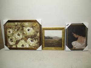 Set of 3 Framed Canvas Painting