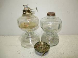 Set of 2 Antique Oil Lamp Bases