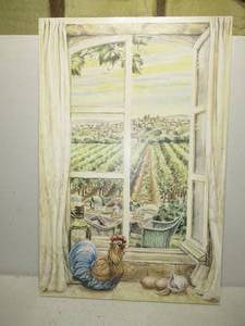 Large Vineyard View Print on Wood