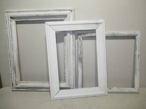 Set of 3 White Wash Picture Frames