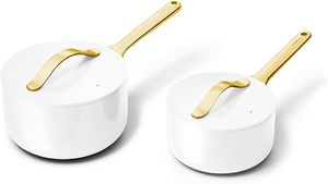 lot 5 image: Caraway Nonstick Ceramic Sauce Pans with Lids (White)