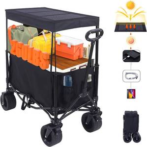 lot 30 image: Nice Choice FoldableCollapsible Wagon with Solar Panel Canopy