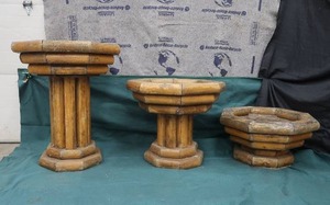 3 LANDSCAPE TIMBER PEDESTAL PLANTERS