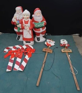 3 MR AND MRS CLAUS VINTAGE BLOW MOLD DECOR & MORE