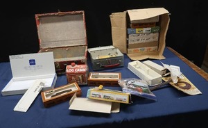 MISC. LOT OF TRAIN BOXES AND MORE
