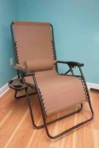 lot 145 image: folding lawn chair with cup holder & back pillow