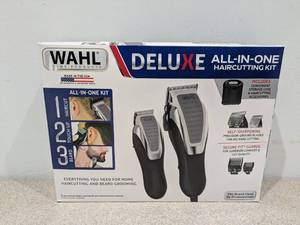 lot 58 image: BRAND NEW WAHL DELUXE ALL IN ONE COMPLETE HAIRCUTTING KIT