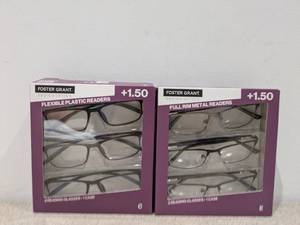 lot 109 image: BRAND NEW FOSTER GRANT 1.50 FLEXIBLE PLASTIC READERS FULL RIM METAL READERS