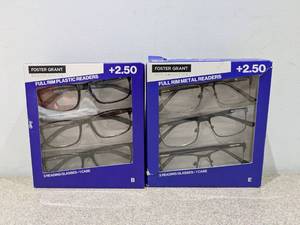lot 110 image: BRAND NEW FOSTER GRANT 2.50 FULL RIM PLASTIC READERS FULL RIM METAL READERS