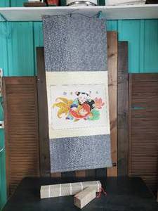 lot 8 image: Vibrant Colorful Large Asian Scroll with Box