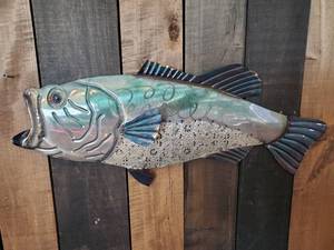 lot 36 image: Metal Bass Wall Dcor Approx 22 Long   Great Color and Intricate Design