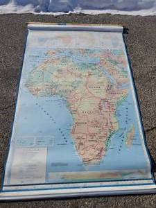 lot 45 image: Large Vintage Nystrom Pull Down Africa School Map in great condition