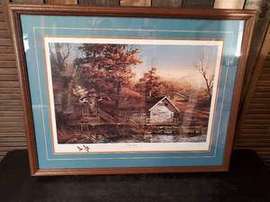 lot 80 image: Terry Redlin signed 1983 Autumn Shoreline Framed Picture with Certificate of Authenticity