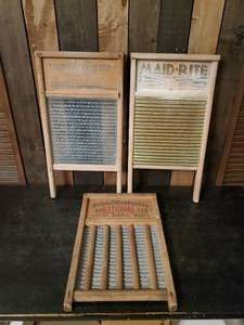 lot 95 image: 3 Vintage Washboards in Good Condition Maid Rite and others